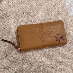 Tory Burch Tan Leather Zip Wallet